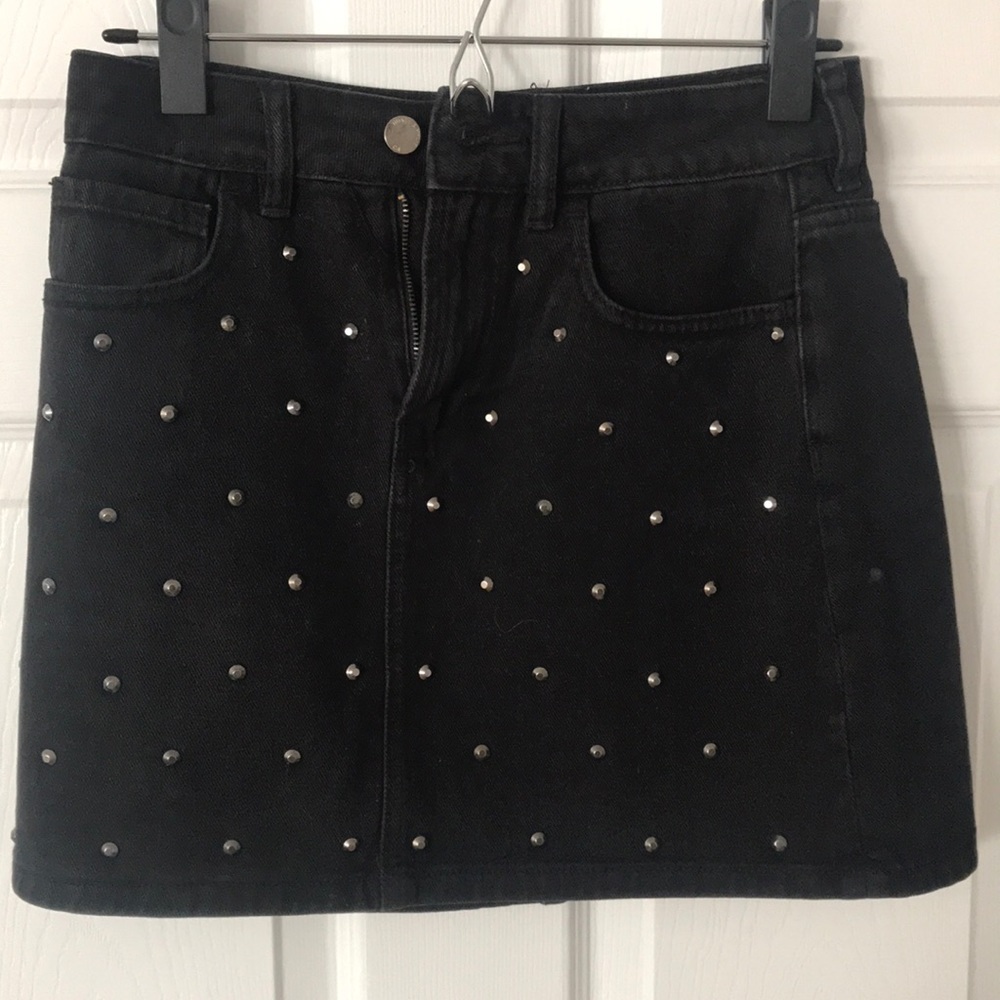 Kendall & Kylie Black Denim Embellished Skirt